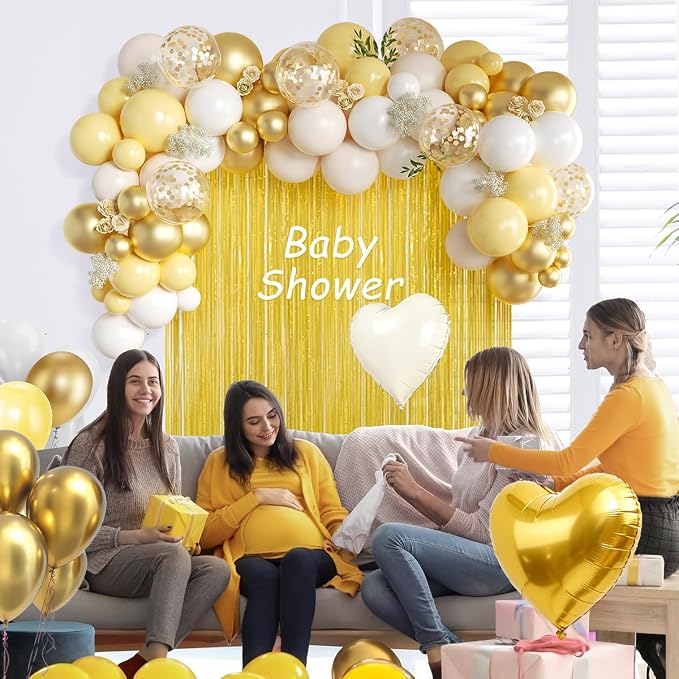 157Pcs Pastel Yellow White and Gold Balloons Garland Arch Kit - Image 4