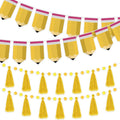 4 Pcs 30 Ft Back to School Banners Decorations Yellow Pencil Tassel Pom Pom by Unknown