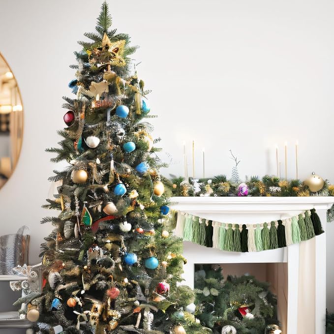 Green Tassel Garland with Wood Beads - Image 7