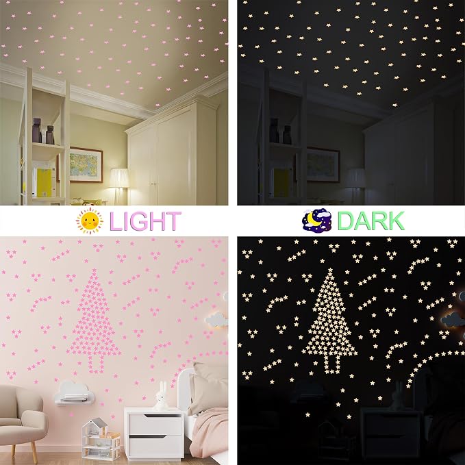 100pcs Glow in The Dark Luminous Stars Fluorescent Noctilucent Plastic Wall - Image 3