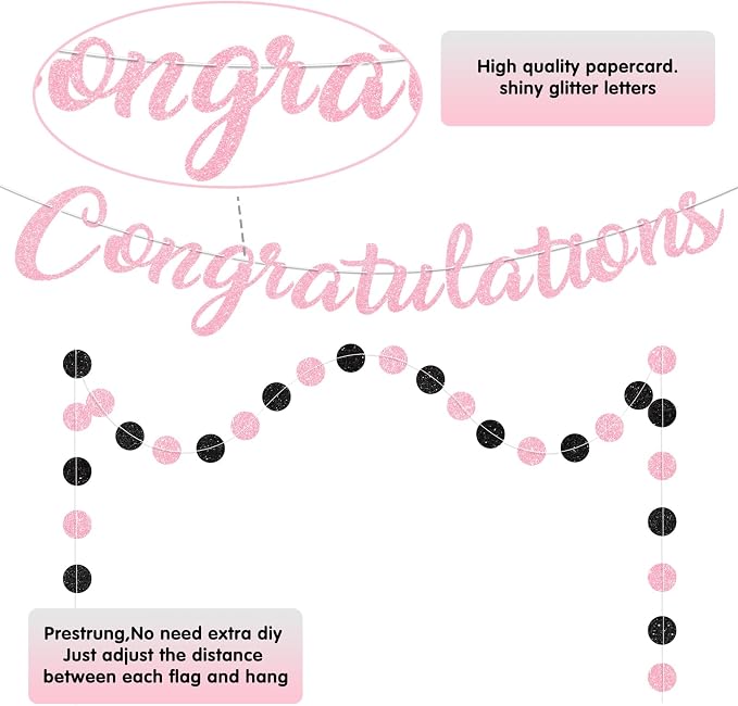 Pink Congratulations Banner Sign Prestrung Congrats Banner Garland - Image 2