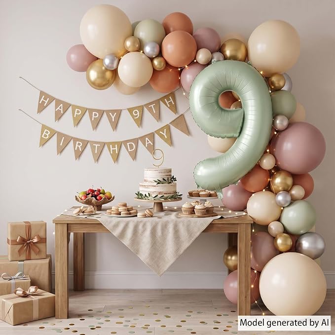 Olive Green Number 9 Balloon 40 Inch, Photo Prop - Image 3