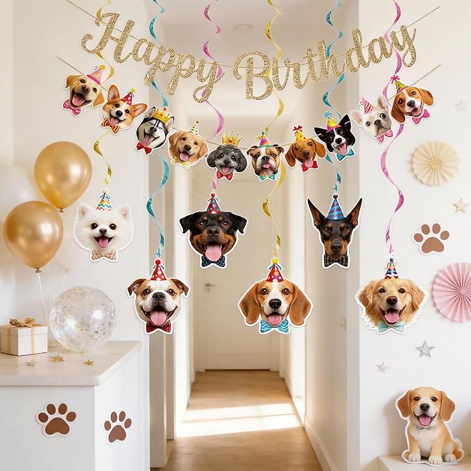 Alynta Dog Happy Birthday Banner Pre-Strung Dog Birthday Party Decorations | NO - Image 7