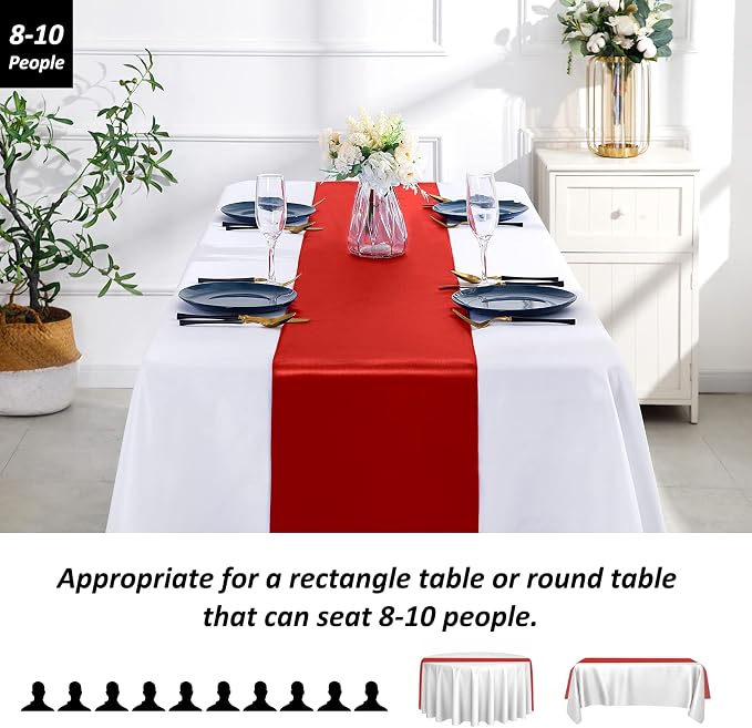 SiinvdaBZX 4 Pcs Red Satin Table Runner 12 x 108 inches Long | Bright Smooth - Image 3