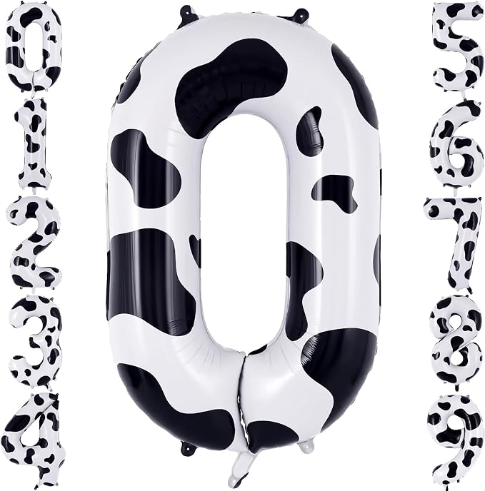 40" Cow Print Foil Number 0 Balloon by TNCDJKPA