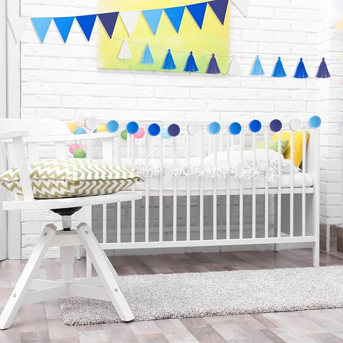 Irenare 9.8 ft Pom Pom Garland for Classroom Felt Rainbow Garland Back to - Image 6