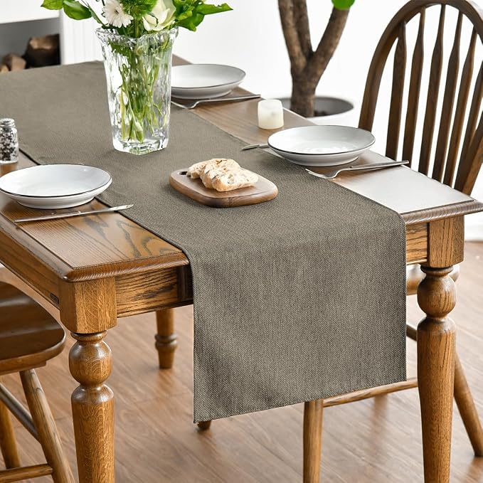 Artoid Mode Coffee Brown Table Runner, Seasonal Fall Washable Kitchen Dining - Image 2