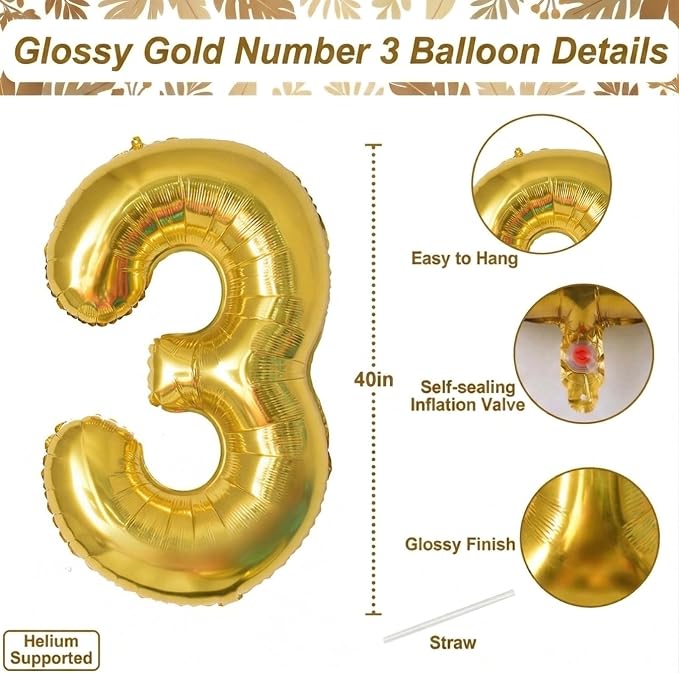 Gold Number 13 Balloon 40 Inch, Shiny Foil Decor - Image 4