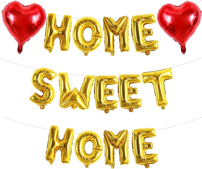 TONIFUL 16 Inch Fat Gold HOME SWEET HOME Letter Balloon by TONIFUL