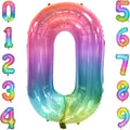 40 Inch Rainbow Number Balloon 0, Large Number Foil Mylar Balloons by PatiCool
