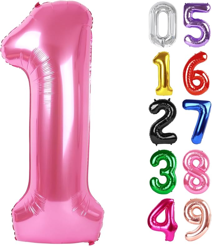 Pink Number 1 Balloon 40 Inch, 1st Birthday Party Decorations Men Women | Foil by IWERP
