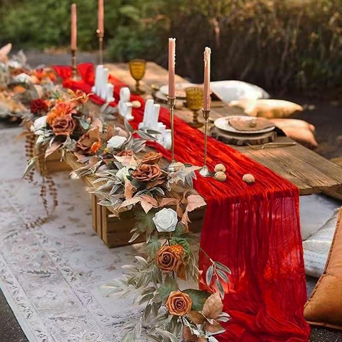 6Pack Red Cheesecloth Table Runner 20 x 120 inch Gauze Table Runner | Red - Image 7