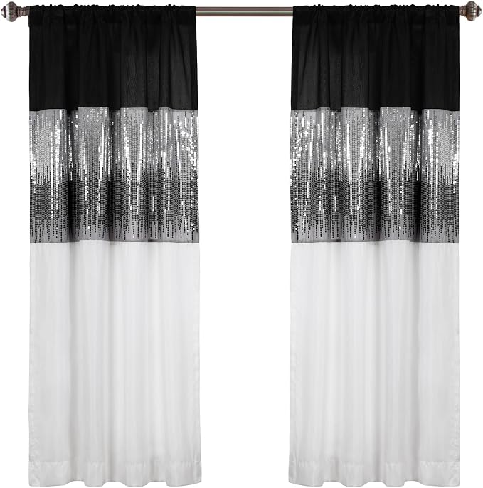 Lush Decor Night Sky Window Curtain Panel, Single 42"W x 63"L Black & White - Image 7