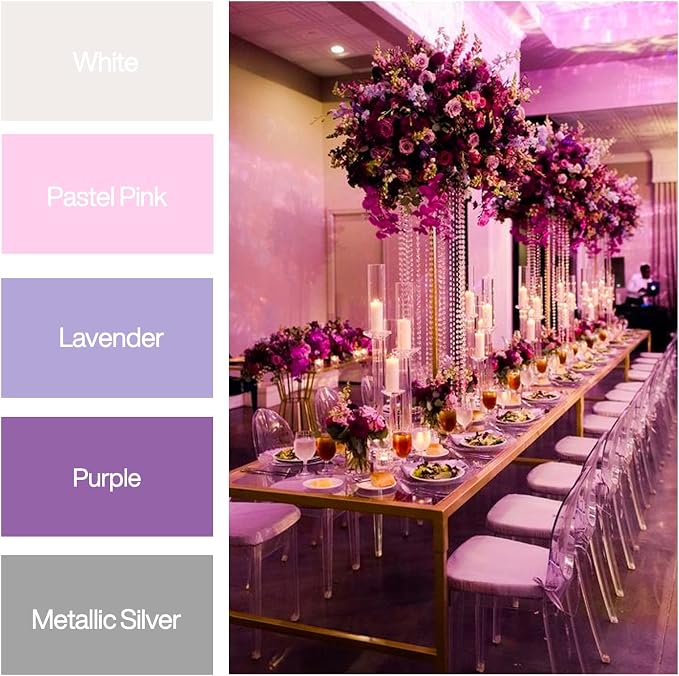 PartyWoo Silver Lavender Purple White Crepe Paper Streamers 6 Rolls 492 FT | - Image 3