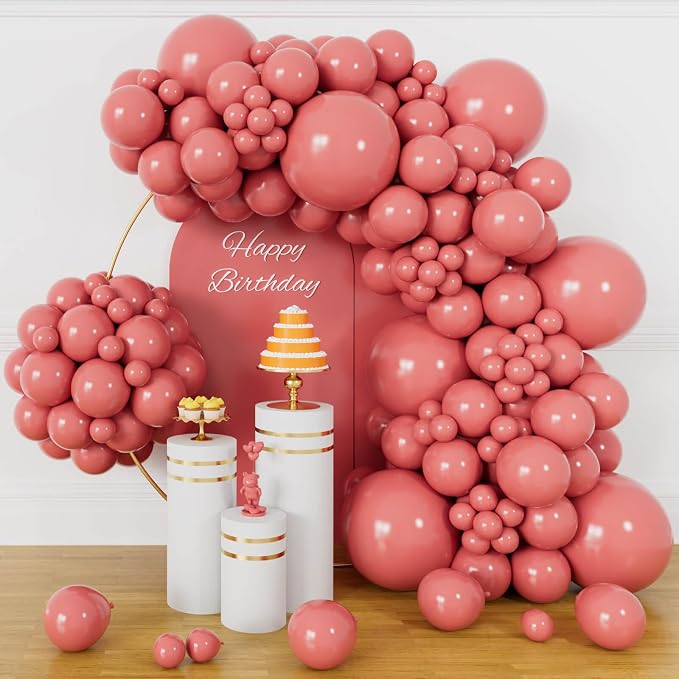 134Pcs Dusty Pink Balloons Different Sizes 5 10 12 18 Inch Retro Pink Latex by KUULBELAballoons