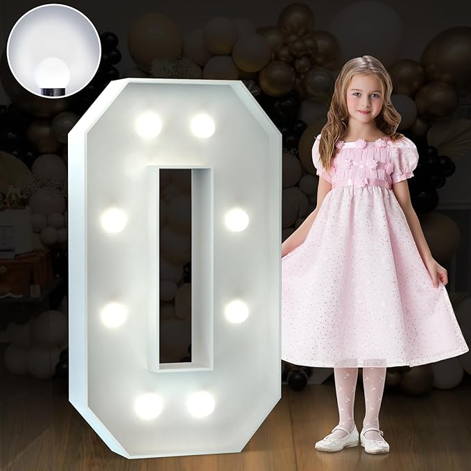 Marquee Letters 3 Feet Tall Large Light Up Letters Baby Shower Decorations Wedding Engagement White Party Decorations Prom Sign Big Cardboard Backdrop O