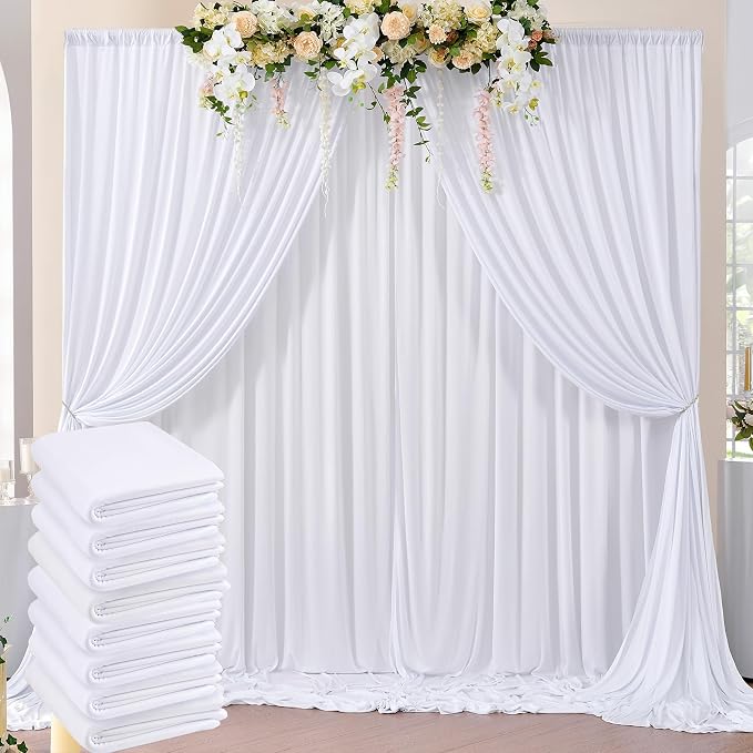 40ftx8ft Wrinkle Free White Backdrop Curtains by ENJOYYOURPARTY