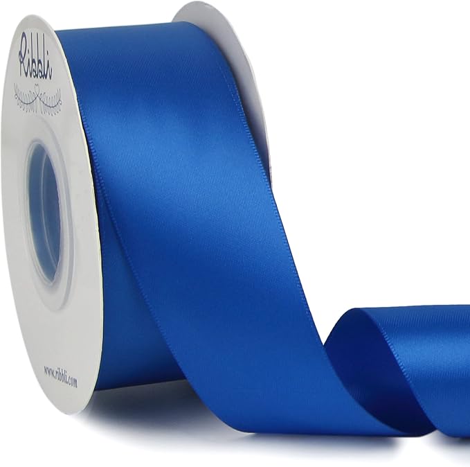 Ribbli Royal Blue Double Faced Satin Ribbon, 1-1/2” x Continuous 25 Yards by Ribbli