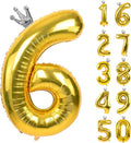 Gold Number 6 Balloon with Crown, 40 inch Gold Number Balloon 6th Birthday by Yeodong