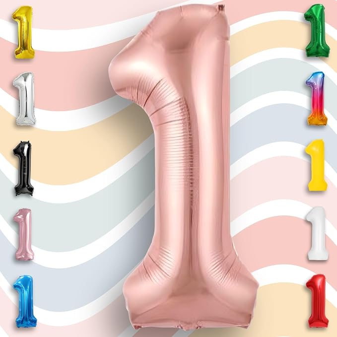 Rose Gold Number Balloon 1 Mylar Foil Balloons 40 inch - Image 2