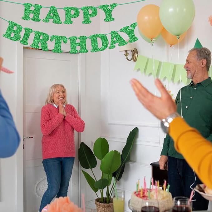 Green Happy Birthday Banner Birthday Party Decorations Happy Birthday Banner - Image 8
