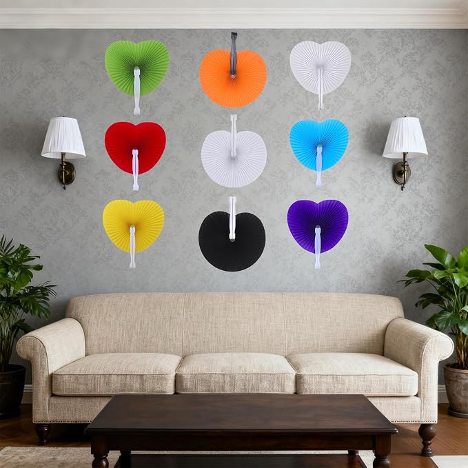 12 Pcs White Round Paper Fans | Foldable Handheld Fans - Image 6