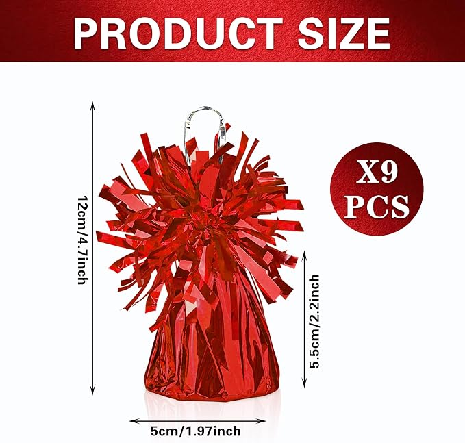 9 PCS Metallic Wrapped Balloons Weights Red Helium Balloon Weight Balloon - Image 2