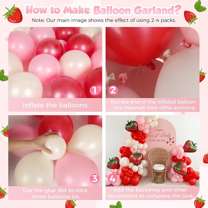 Strawberry Balloons Garland Arch Kit 153pcs - Image 3