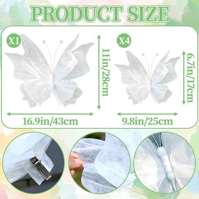 OBBOLO 3D Hanging Butterfly Decorations, Flower Garden Party Décor - Image 3
