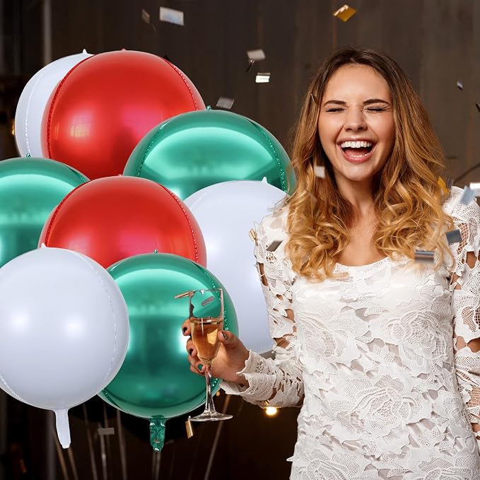 22 Inch Red Green and White Foil Balloons - Image 3