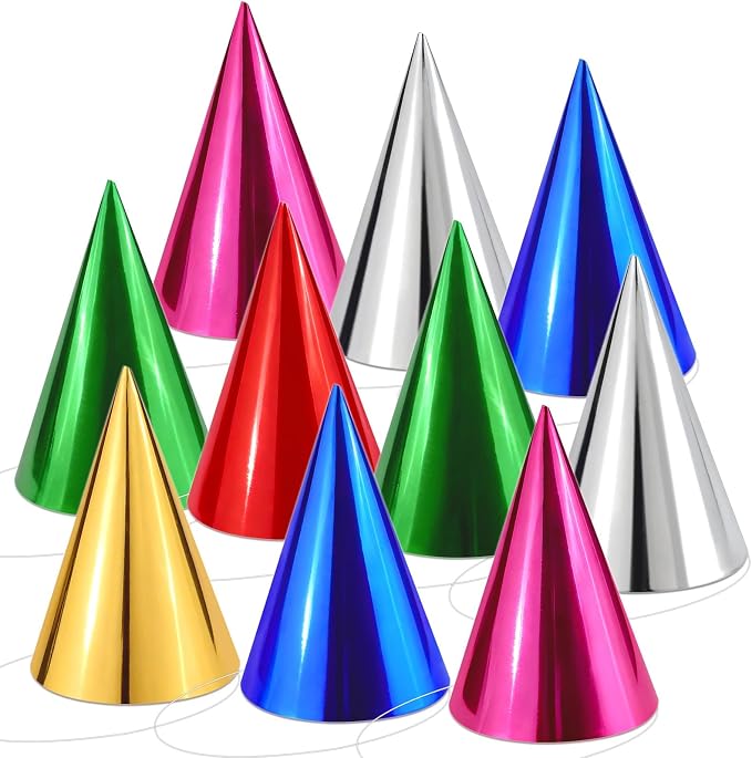 WEOXPR Pre-Assembled Metallic Party Hats Bulk Colorful Cone Hat by WEOXPR