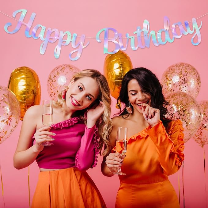 Iridescent Happy Birthday Banner - Image 3