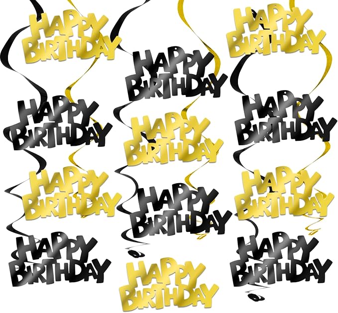 BEISHIDA 12 Pcs Happy Birthday Hanging Swirl Decorations, Men Boys Birthday by Beishida