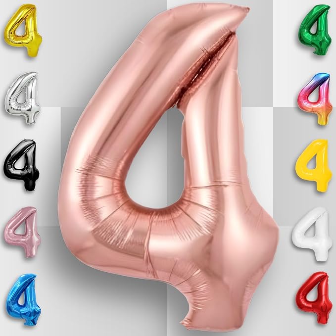Rose Gold Number Balloon 4 Mylar Foil Macaron Balloons 16 inch - Image 5