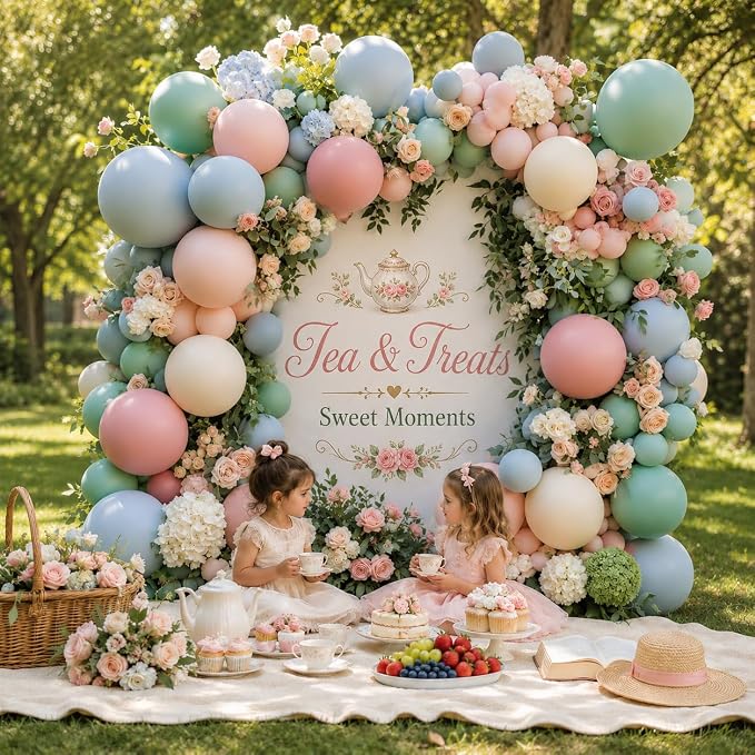 Pink Blue Green Balloons, 12 inch Dusty Green Pale Pink Beige Balloons - Image 8