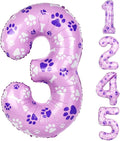 40 Inch Pink Dog Paw Balloons, Numeral 3 Birthday Balloons by AXBMM