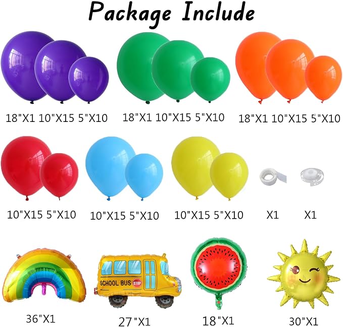 Rainbow Balloon Arch Garland Kit, Watermelon Birthday Party, Back to School - Image 2