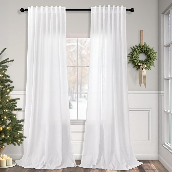 Pitalk White Curtains 86 Inches Long by Pitalk