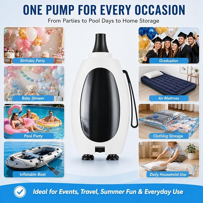 Balloon Pump Electric, Portable Balloon Inflator Air Pump Balloons Blower - Image 7