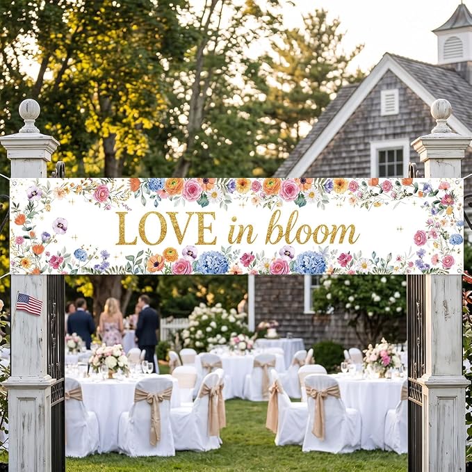 Love In Bloom Wildflower Bridal Shower Wedding Banner Decorations | Reusable - Image 4