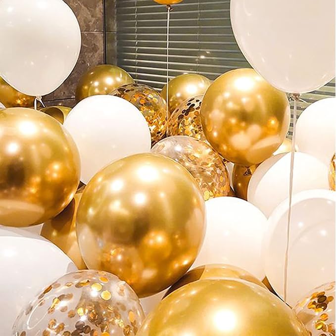 PATYDECRO White and Gold Balloons 50pcs 12 Inch | - Image 5