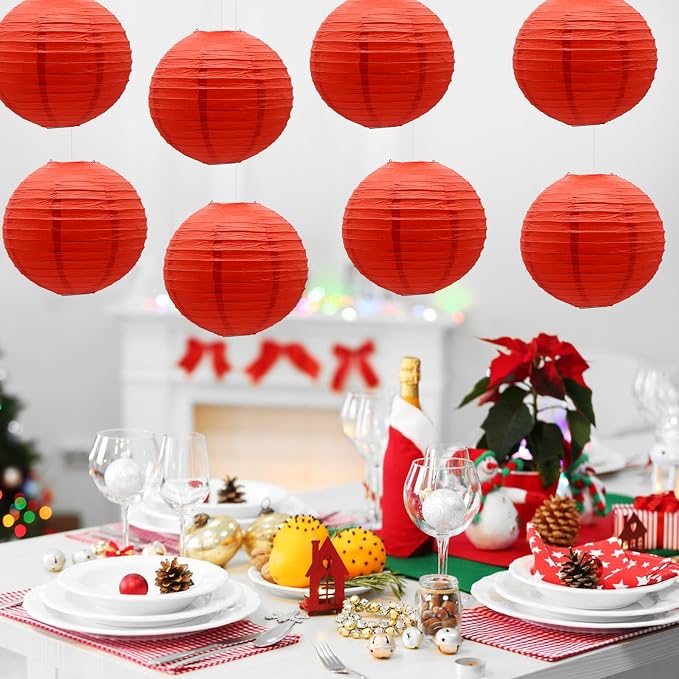 Red Paper Lanterns Round Shape Chinese Japanese Lanterns - Image 4