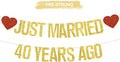Gold Glitter Just Married 40 Years Ago Banner, NO DIY, Pre-Strung 40th Wedding by RICHHHA