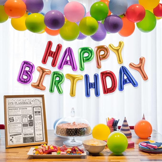 CANREVEL Happy Birthday Banner Decorations + 12Pcs Balloons, Rainbow | 13pcs 16 - Image 5