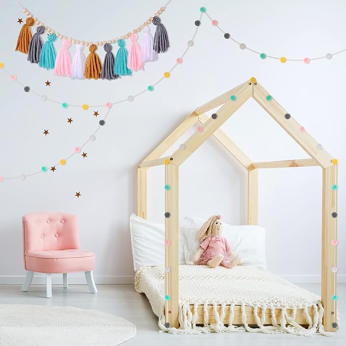 Syhood 3 Pcs 79" 2 Pom Pom Garland Wall Decor and 36" 1 Boho Tassel Garland - Image 6