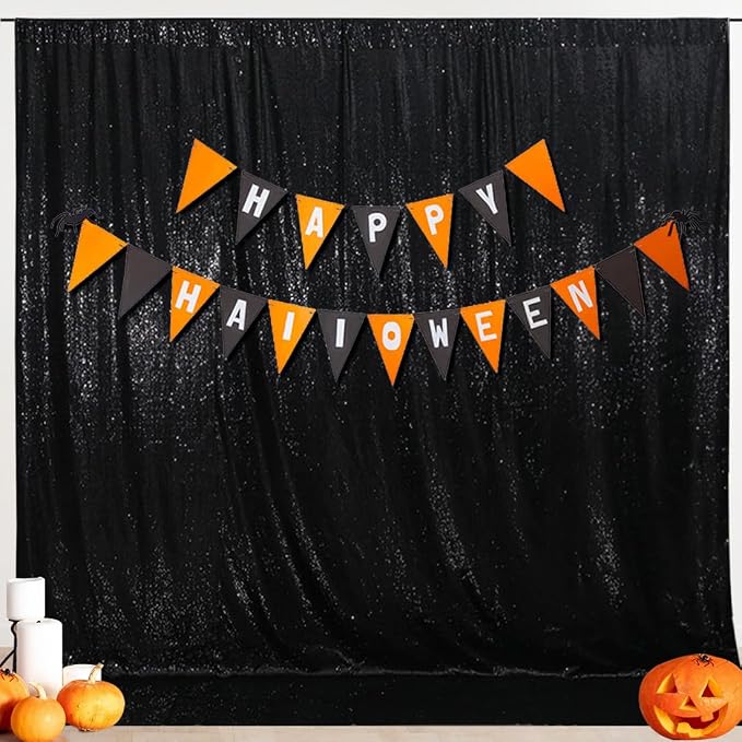 SquarePie 20x10ft Black Sequin Backdrop, High Density Non-Transparent Glitter - Image 2