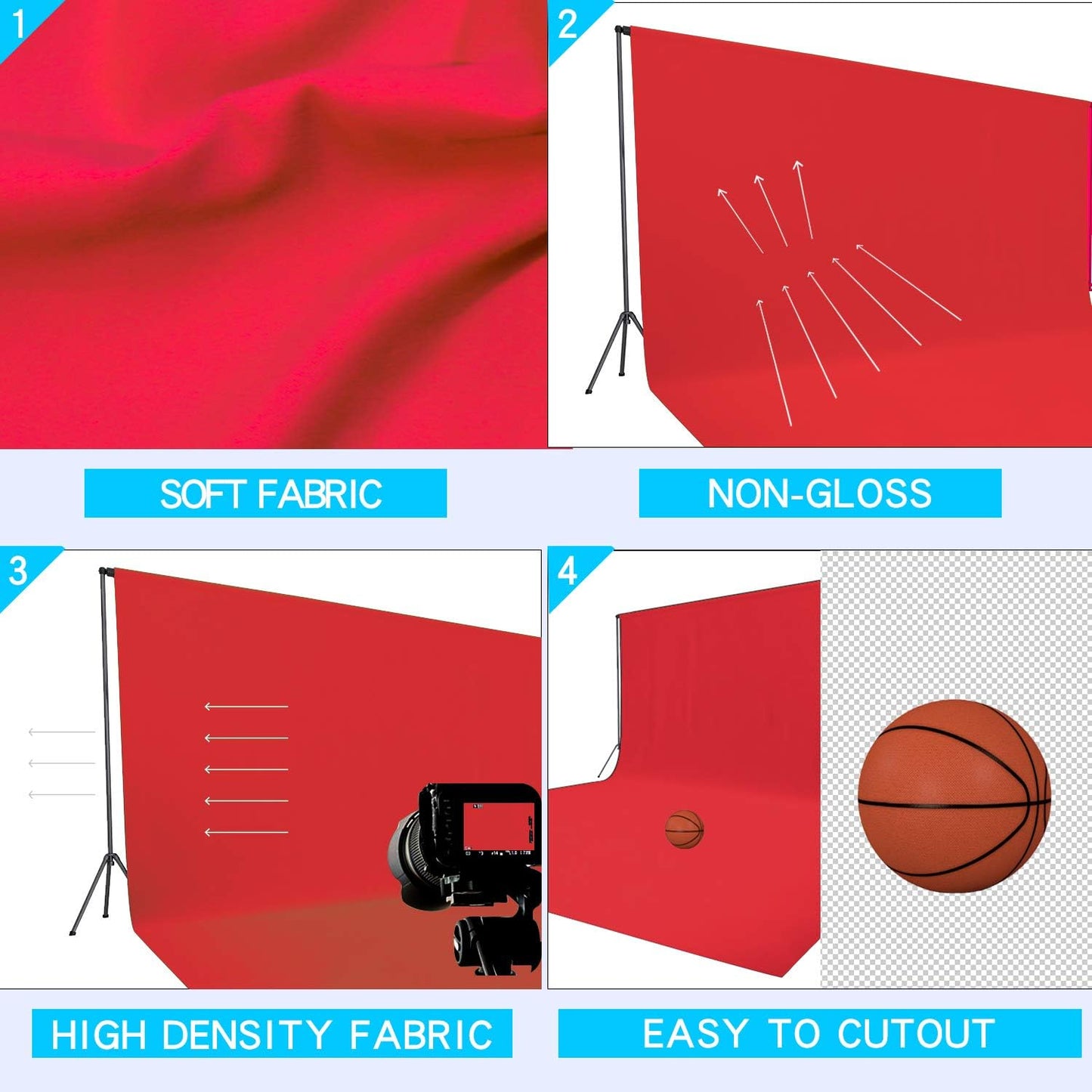 ISSUNTEX 10X16 ft Background Muslin Backdrop, Photo Studio, Collapsible High Density Screen for Video Photography and Television-Red