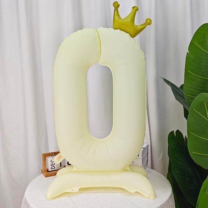 Standing White Crown Number 0 Balloon 40In Retro White Crown 0 Balloon | - Image 3