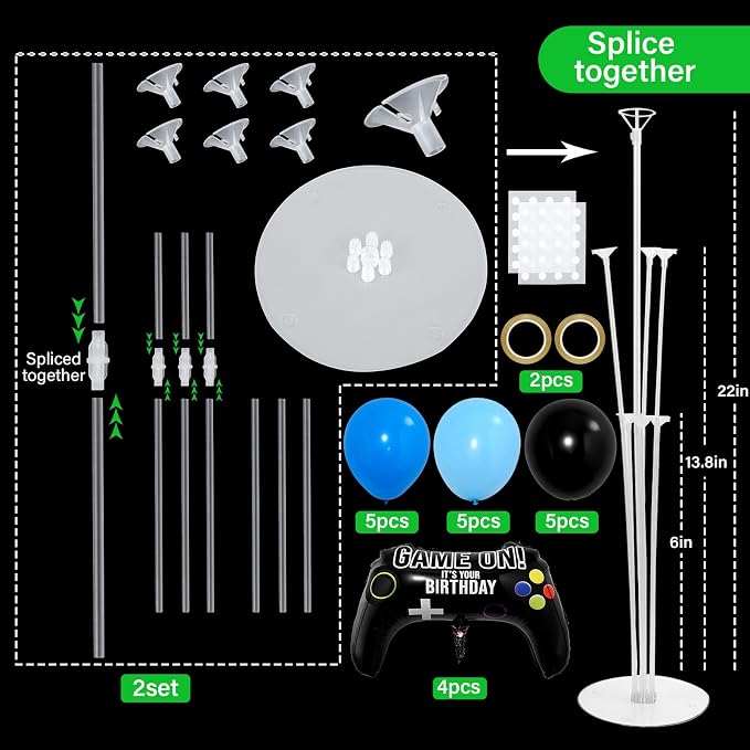 4 Sets Video Game Birthday Party Balloons Stand Kit - Image 2