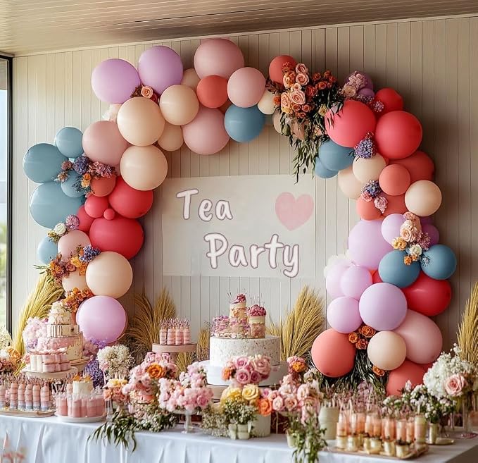 Pastel Balloon Garland Double Stuffed Dusty Pink Blue Cream Balloon Light - Image 7